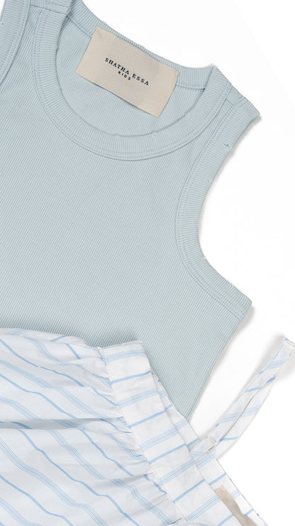 Striped Pinafore Slip Dress & Ribbed Tank Set