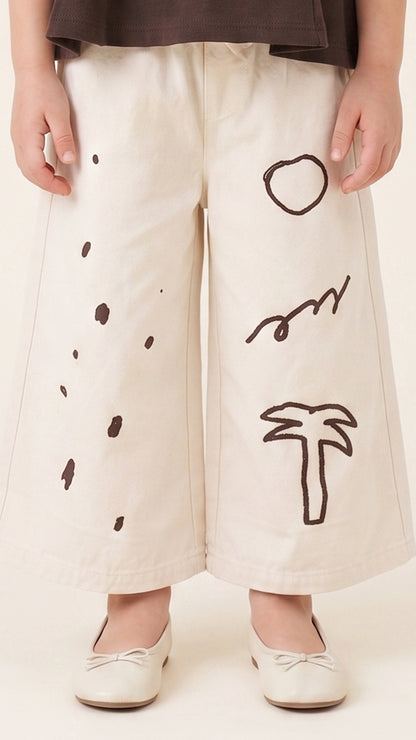 Abstract Doodle Wide-Leg Pants