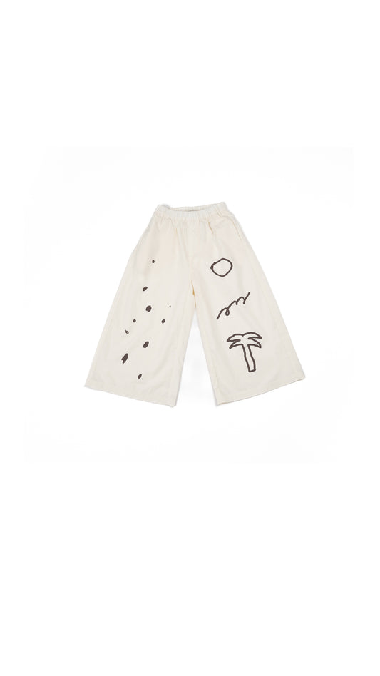 Abstract Doodle Wide-Leg Pants