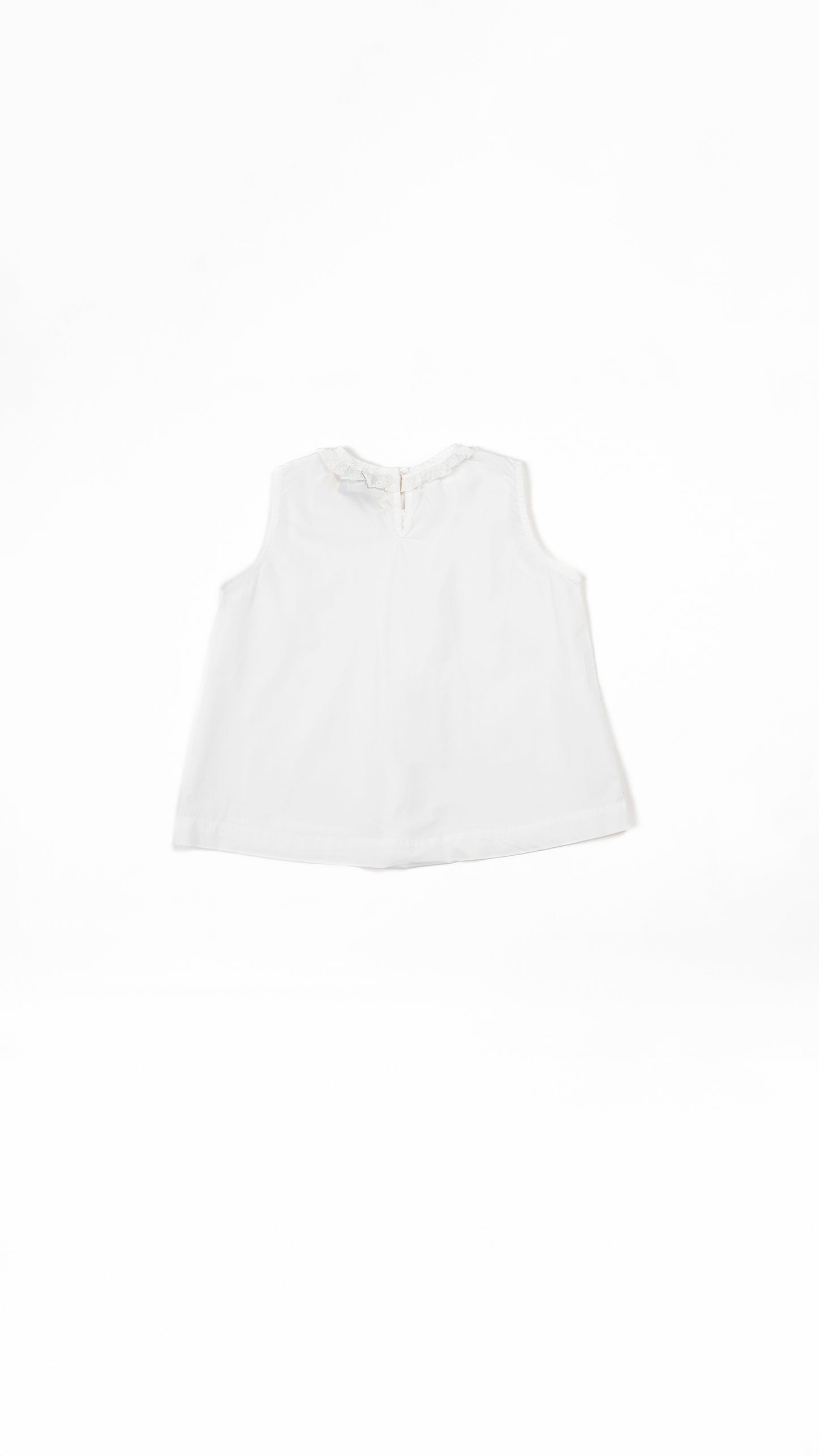 Pintucked Ruffle Lace-Neck Top