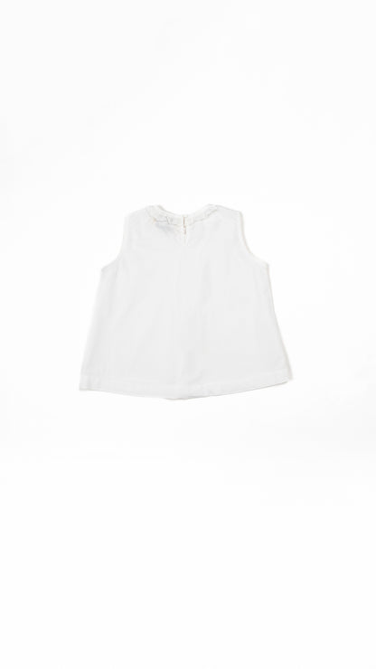 Pintucked Ruffle Lace-Neck Top