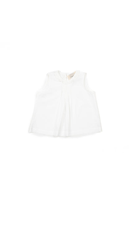 Pintucked Ruffle Lace-Neck Top