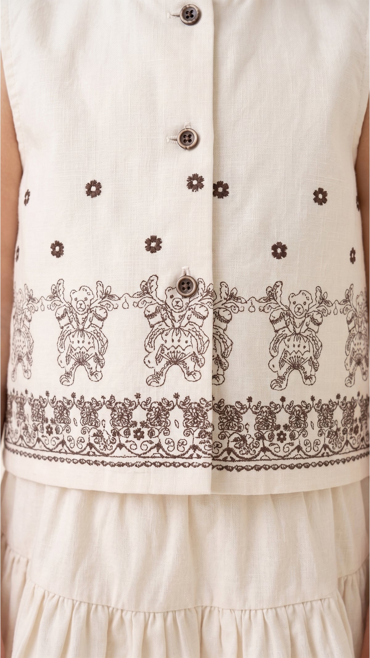 Floral Printed Trapeze Top & Drop-Yoke Skirt