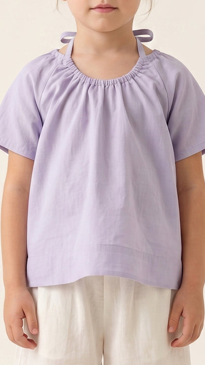 Ruched Scoop-Neck Trapeze Top