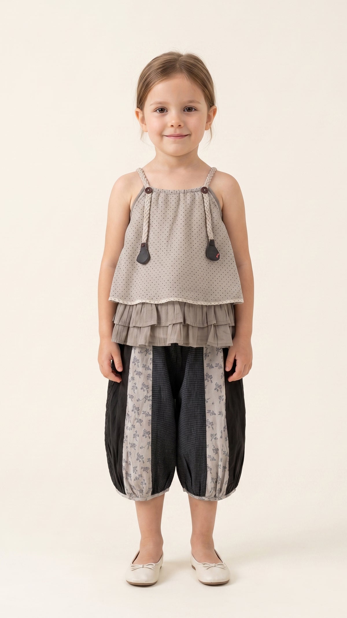 Mixed-Print Paneled Balloon Culottes