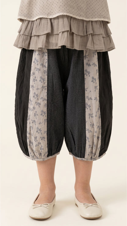 Mixed-Print Paneled Balloon Culottes