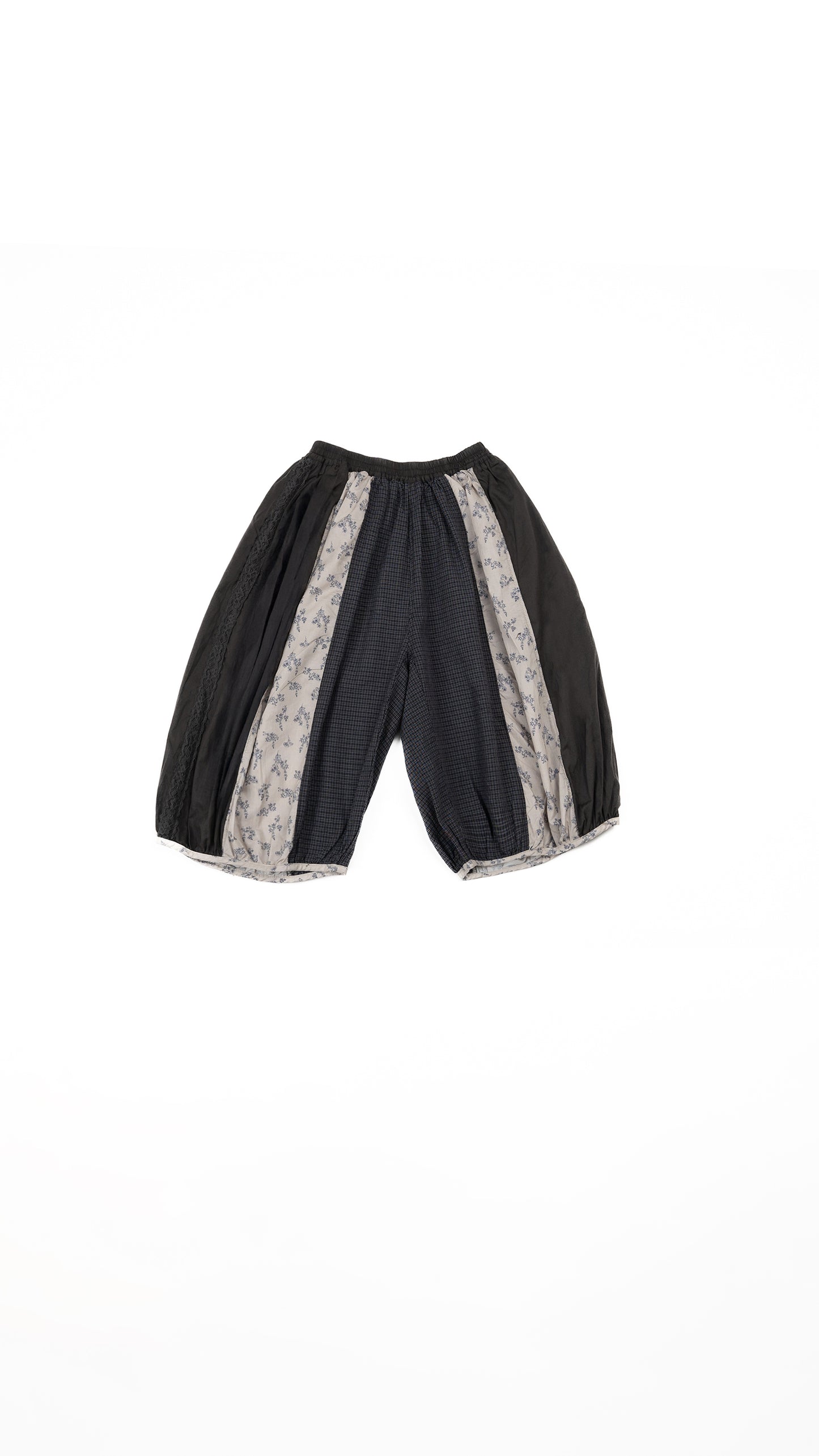 Mixed-Print Paneled Balloon Culottes