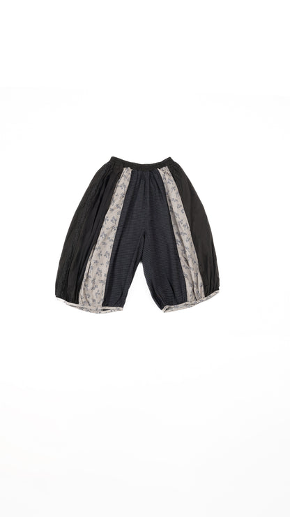 Mixed-Print Paneled Balloon Culottes