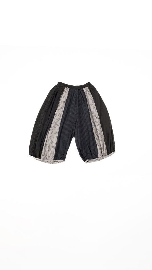 Mixed-Print Paneled Balloon Culottes