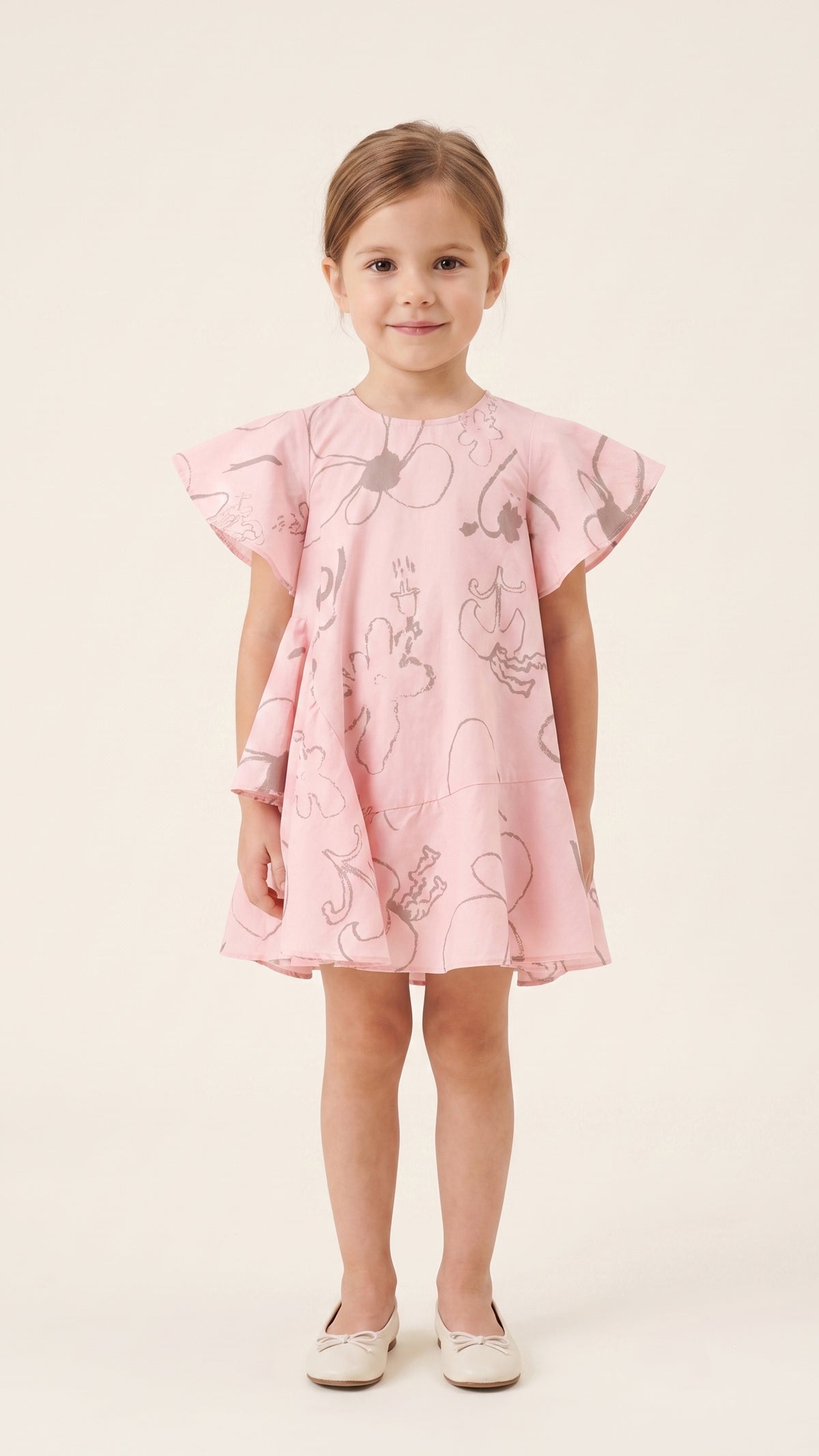Asymmetric Ruffle Hem Dress in Pink