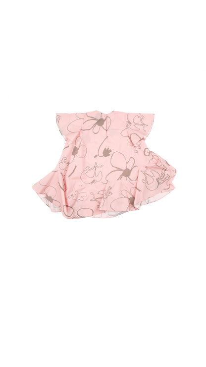 Asymmetric Ruffle Hem Dress in Pink