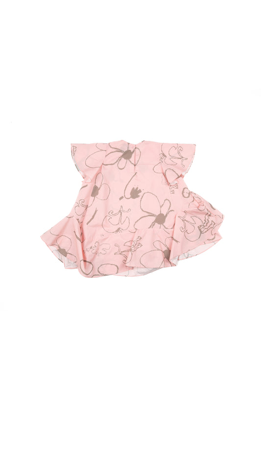 Asymmetric Ruffle Hem Dress in Pink