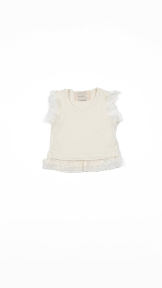 Ruffle-Trim Rib Knit Top