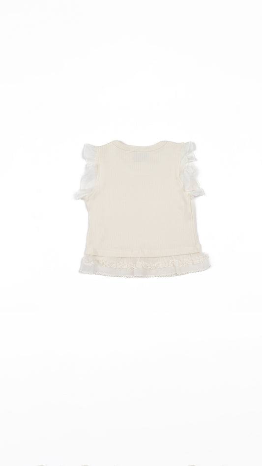 Ruffle-Trim Rib Knit Top