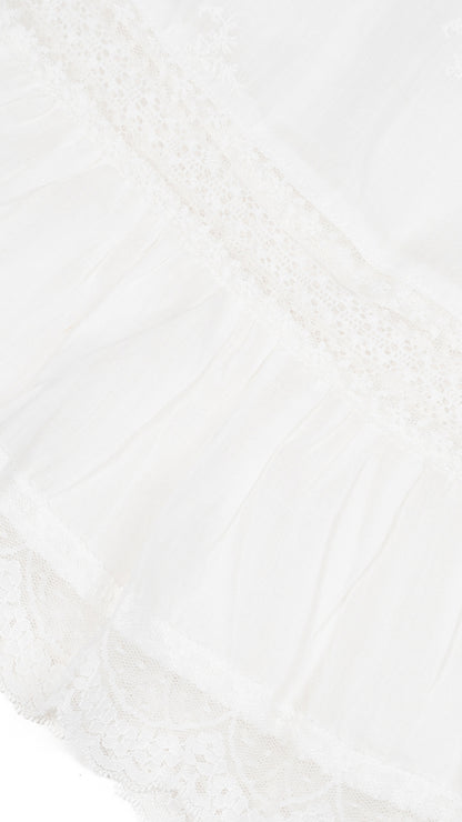 Swallow Embroidered Ruffle Lace-Hem Pants