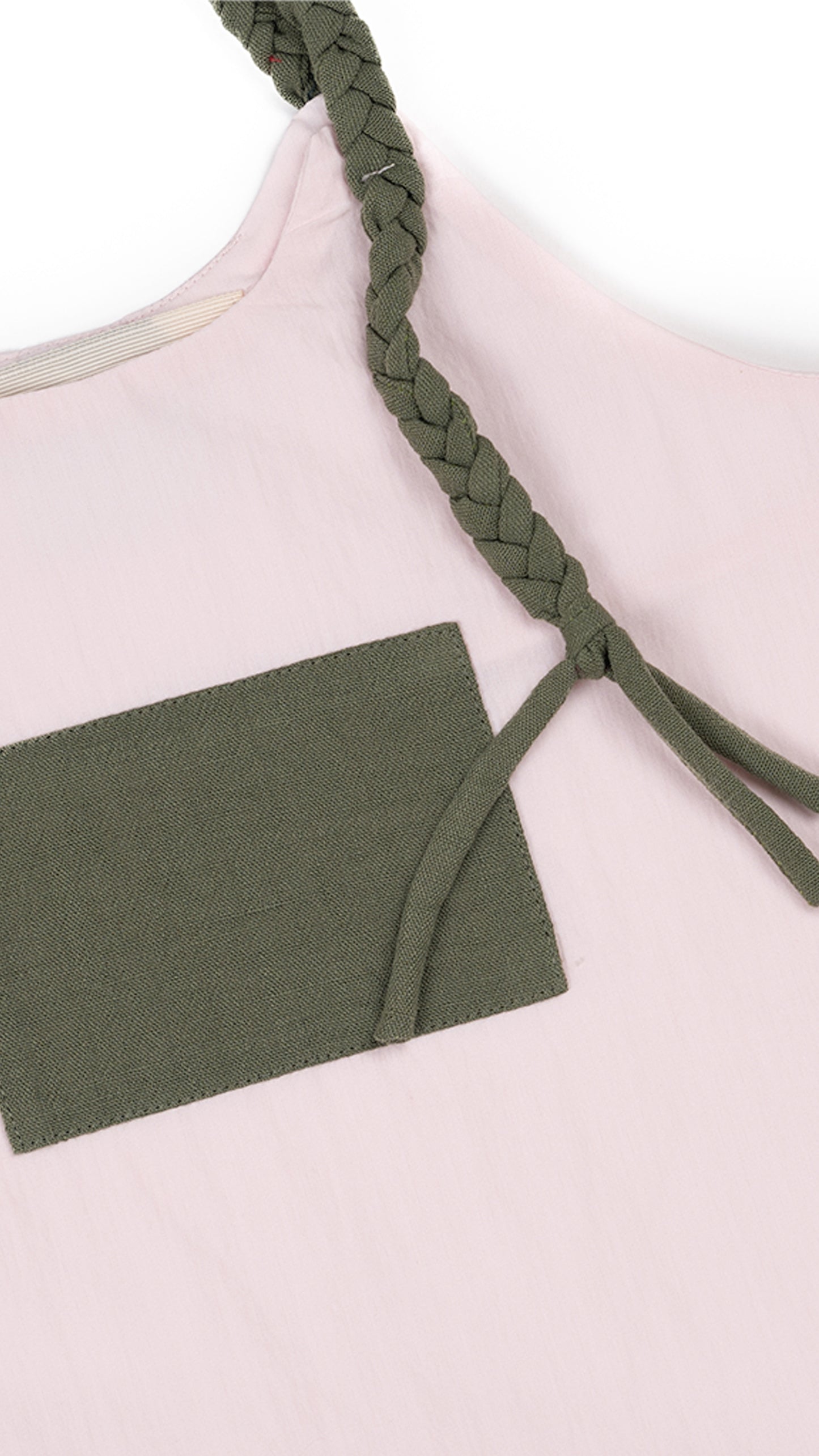 Braided Strap Detail Apron Dress in Pink