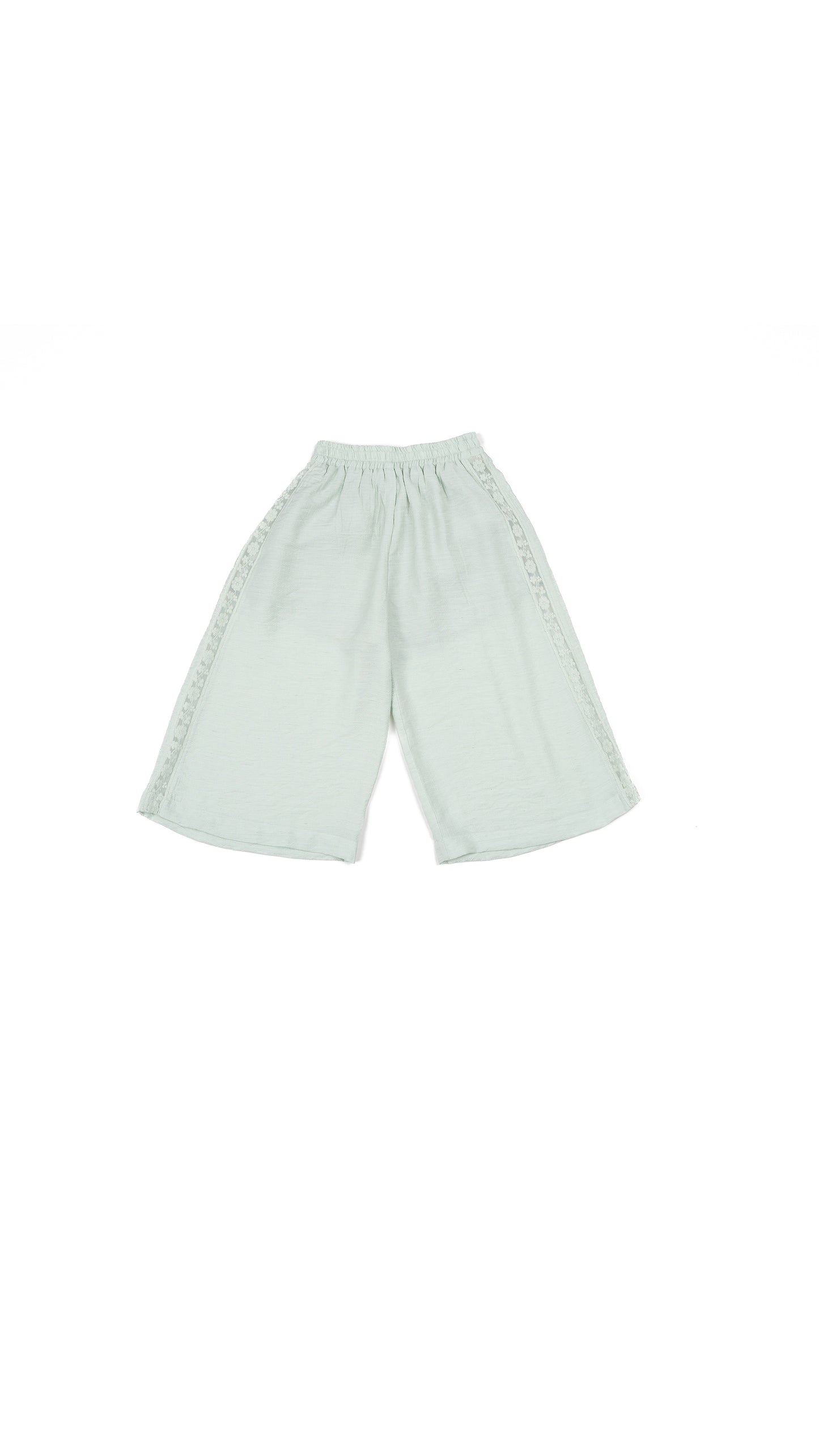 Floral Insert Lace Detail Wide Leg Culottes