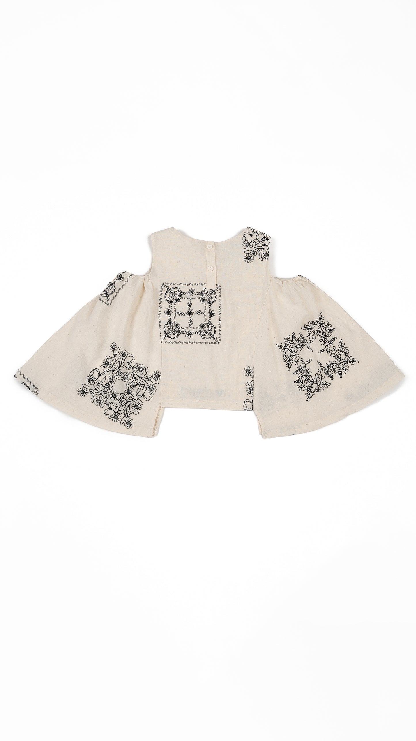 Embroidered Side-Panel Flare Detail Top