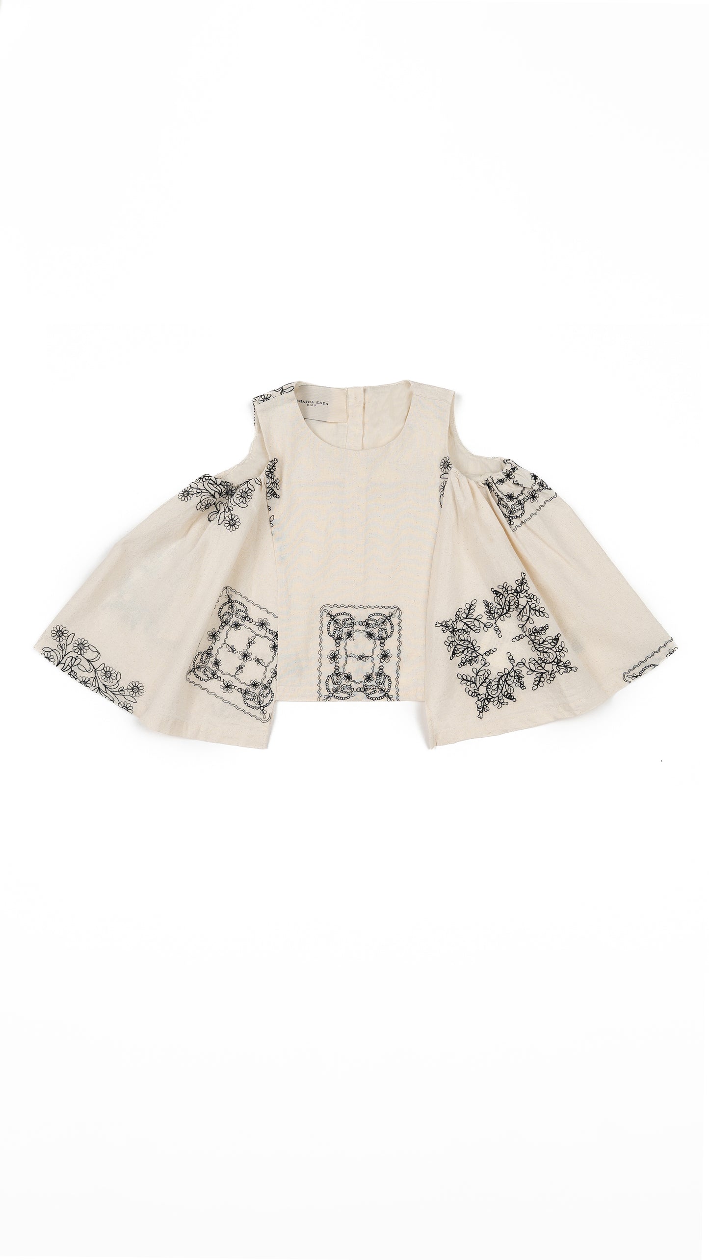 Embroidered Side-Panel Flare Detail Top