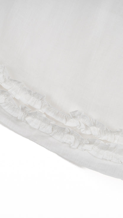 Ruffle-Hem Linen Wide-Leg Culottes
