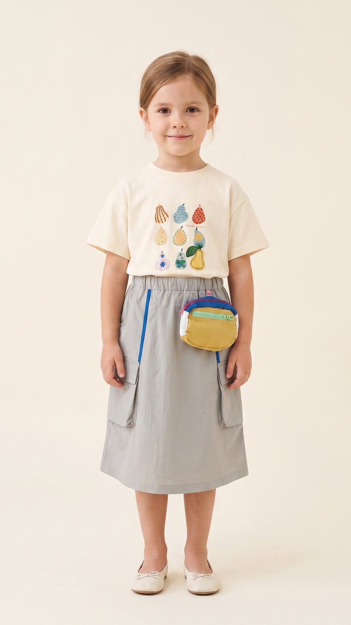 Cargo Multi-Pocket Column Skirt & Contrast Pouch Set