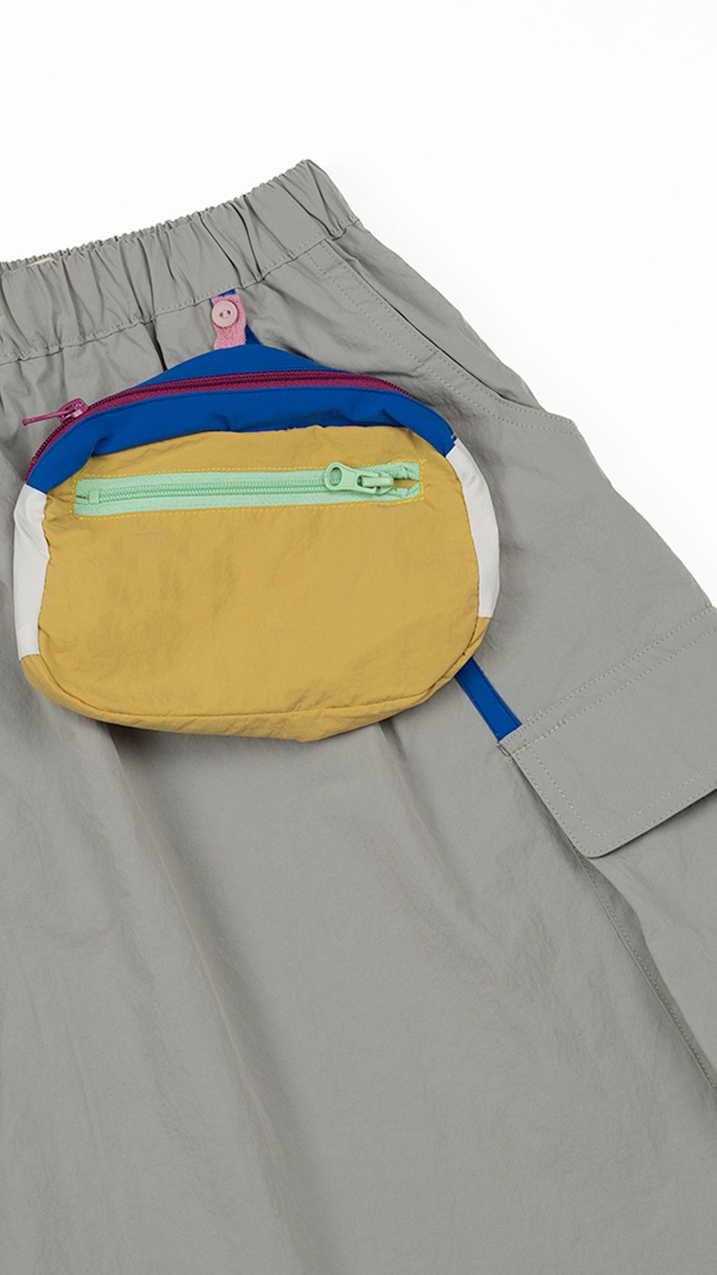 Cargo Multi-Pocket Column Skirt & Contrast Pouch Set