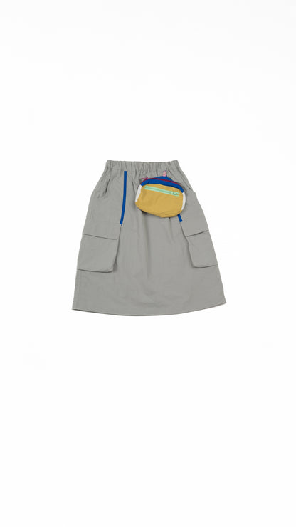 Cargo Multi-Pocket Column Skirt & Contrast Pouch Set