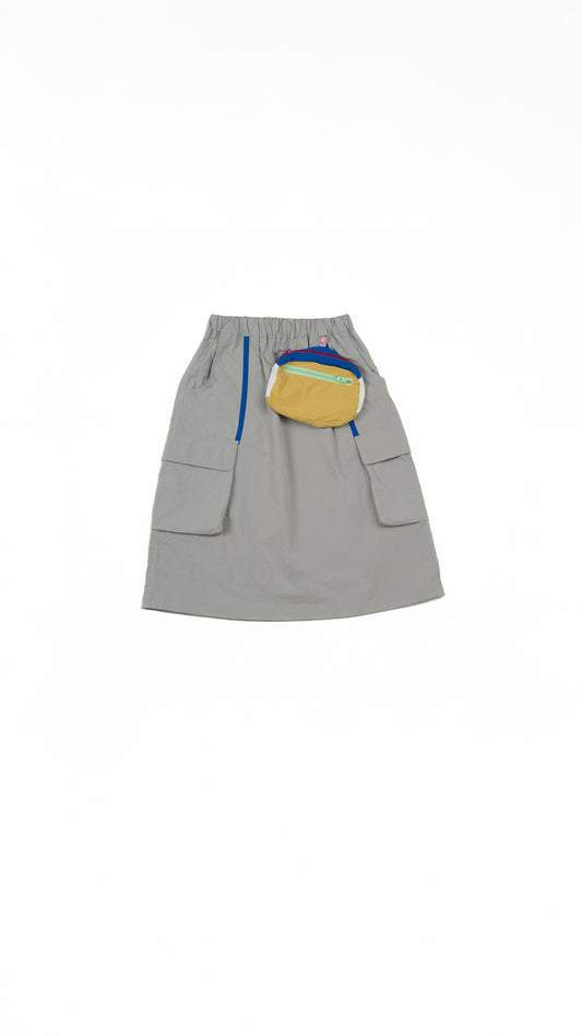 Cargo Multi-Pocket Column Skirt & Contrast Pouch Set