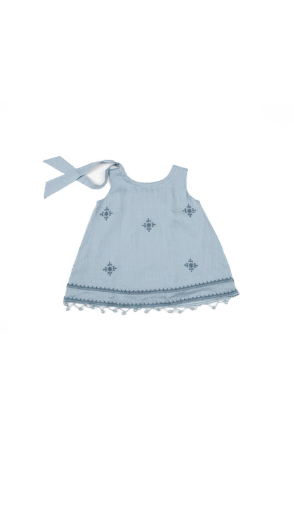 Folkloric Embroidered Tie-Shoulder Top & Shorts Set