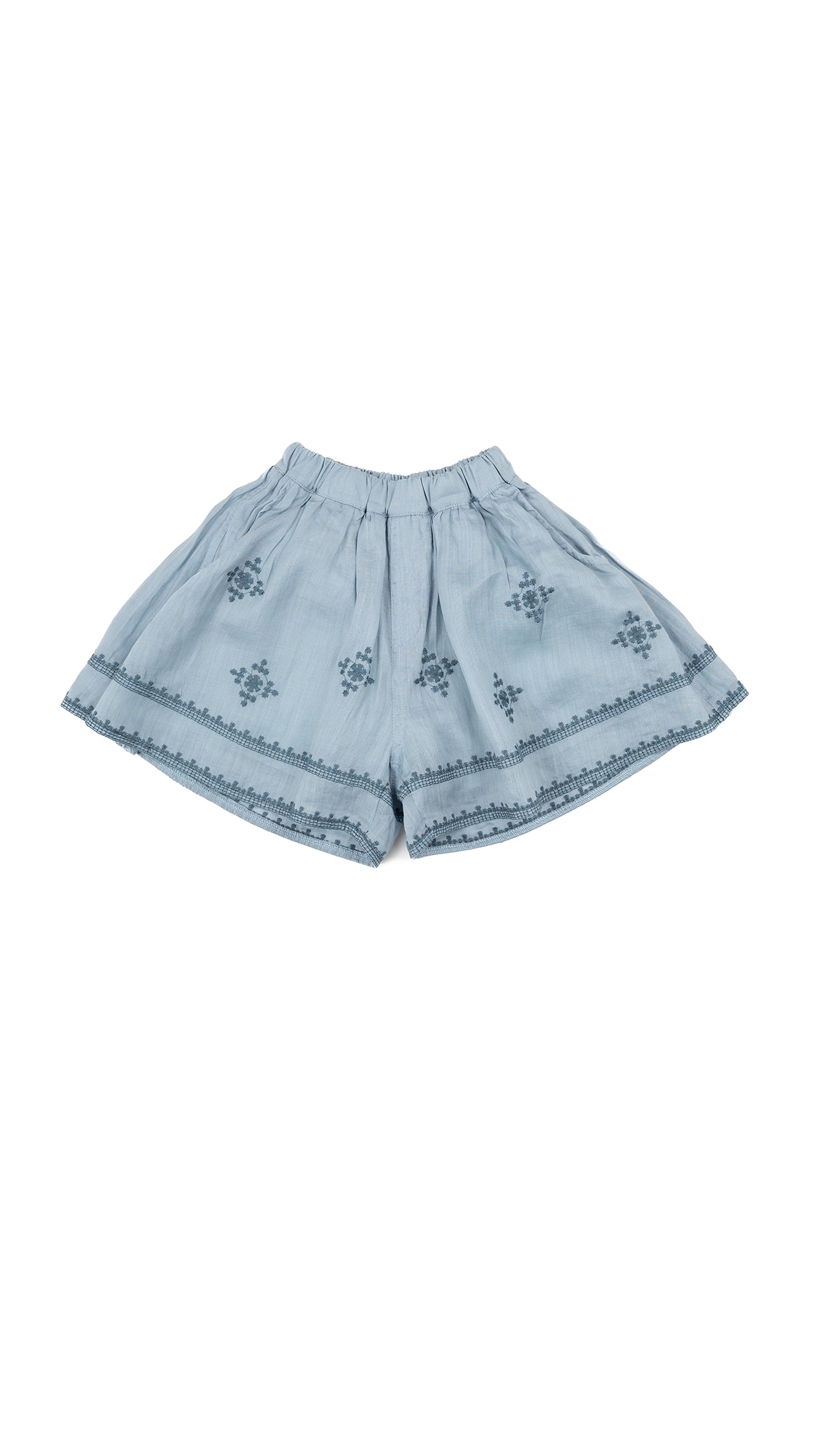 Folkloric Embroidered Tie-Shoulder Top & Shorts Set