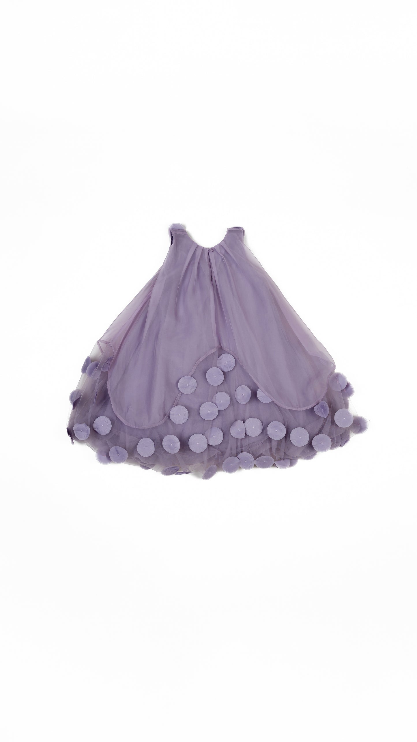 Abstract Floral Applique Midi Dress in Lavender