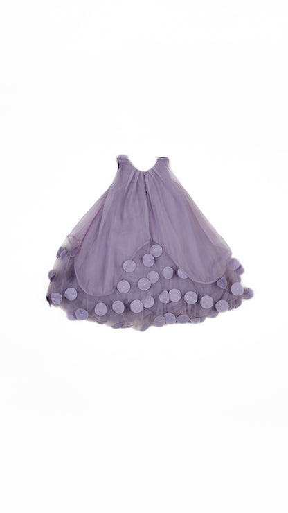 Abstract Floral Applique Midi Dress in Lavender