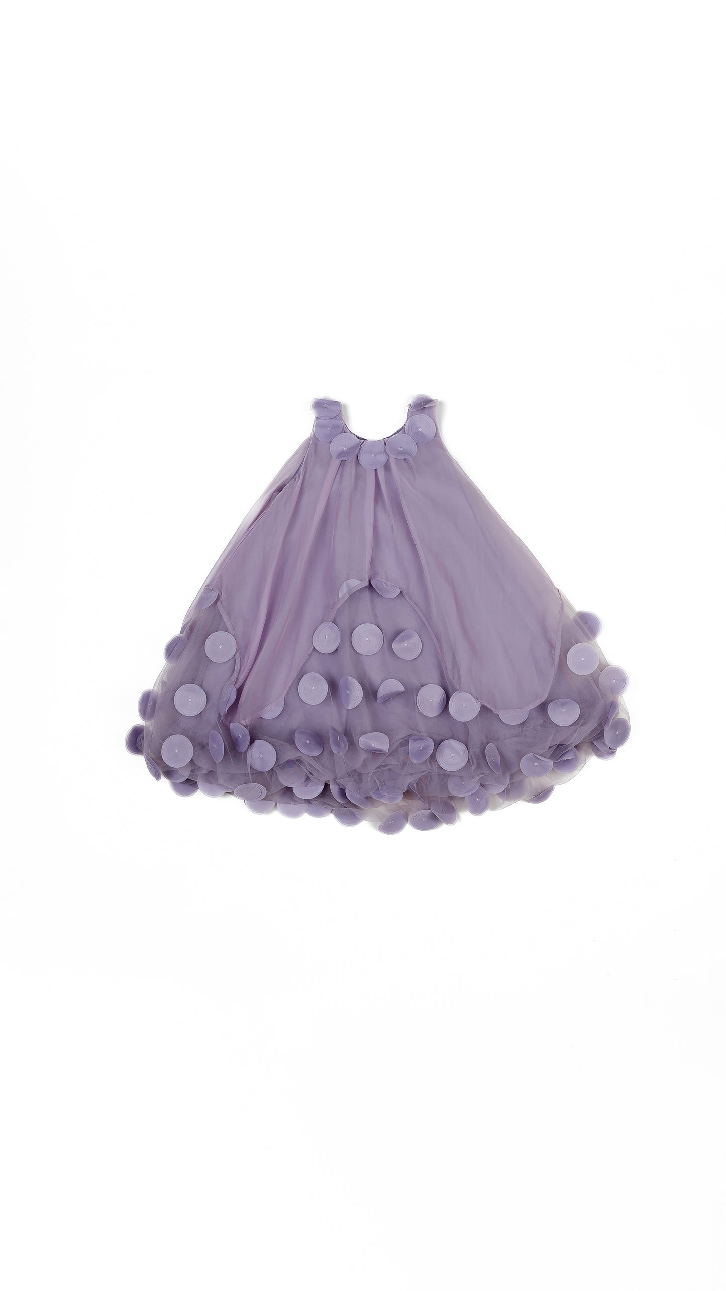 Abstract Floral Applique Midi Dress in Lavender
