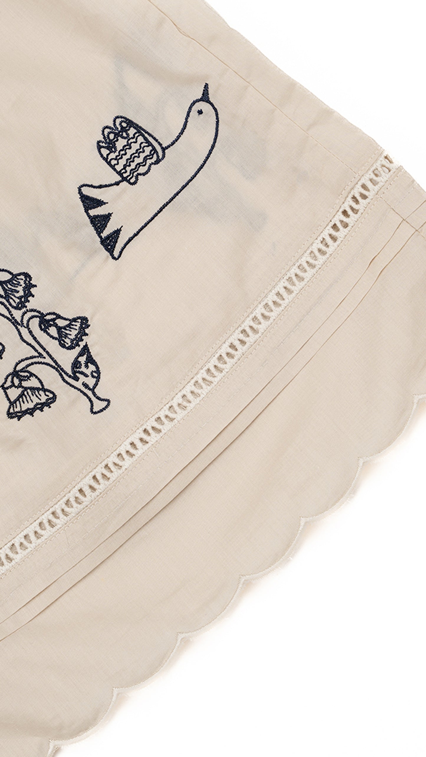 Folkloric Bird & Floral Embroidered Wide-Leg Culottes