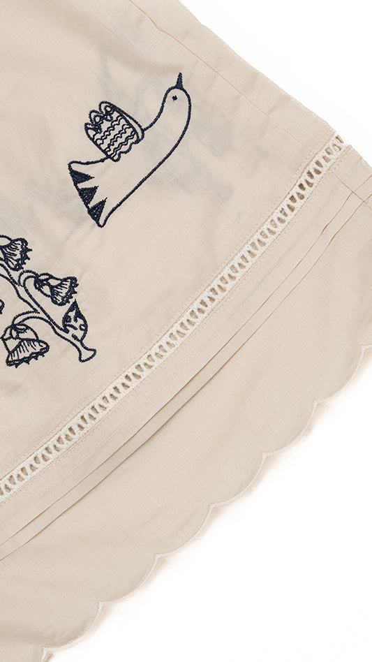 Folkloric Bird & Floral Embroidered Wide-Leg Culottes