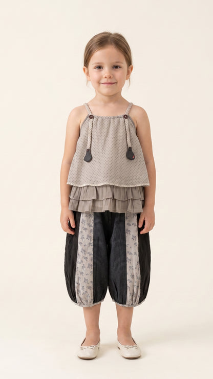 Layered Trapeze Top with Braided Straps