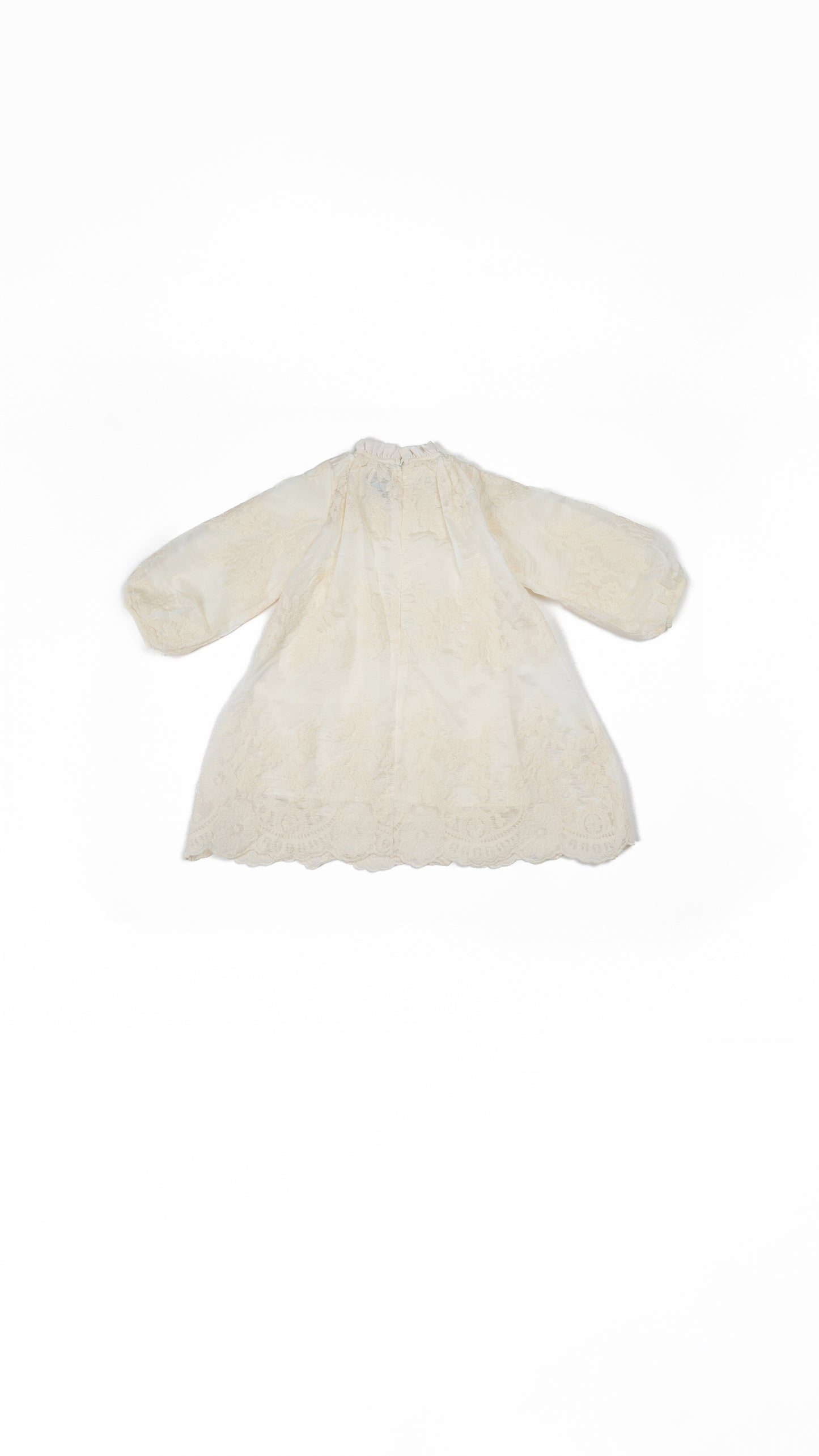 Embroidered Ruffle-Neck Top