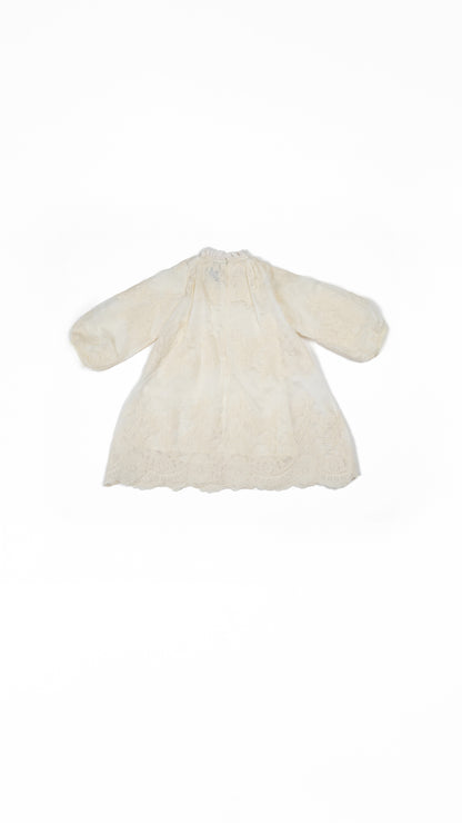 Embroidered Ruffle-Neck Top