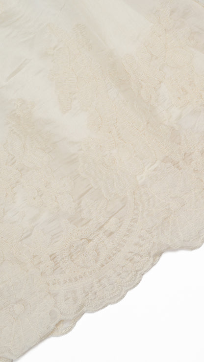 Embroidered Ruffle-Neck Top