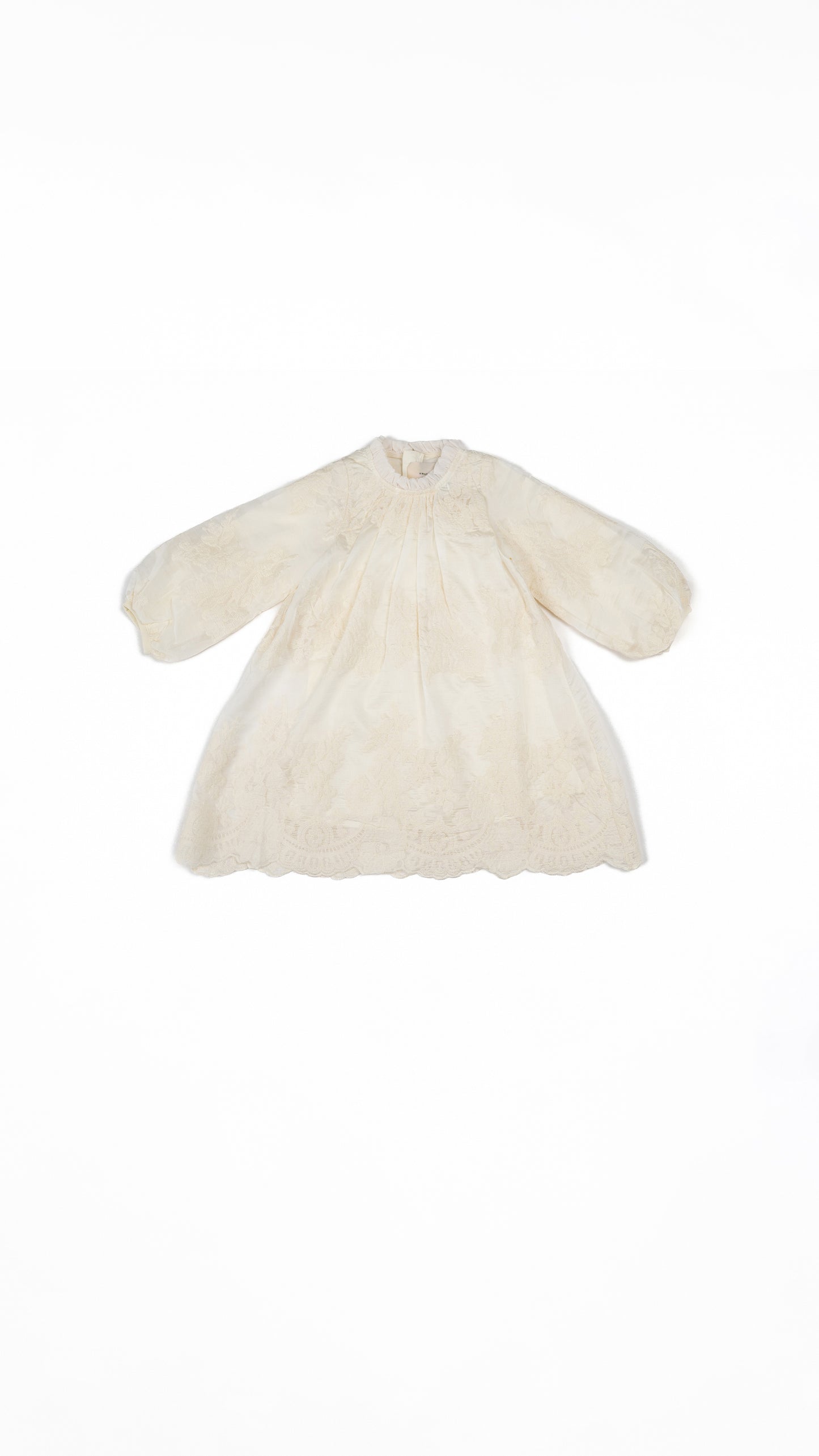 Embroidered Ruffle-Neck Top