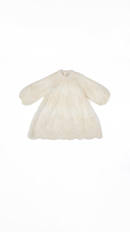 Embroidered Ruffle-Neck Top