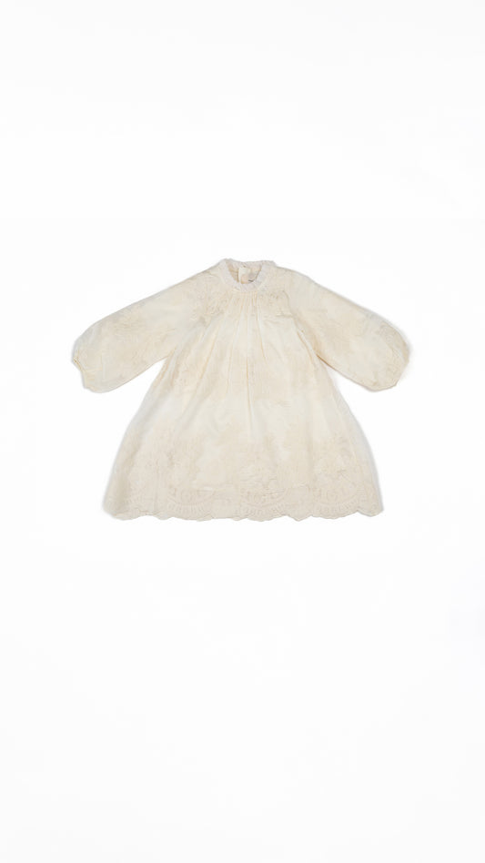 Embroidered Ruffle-Neck Top