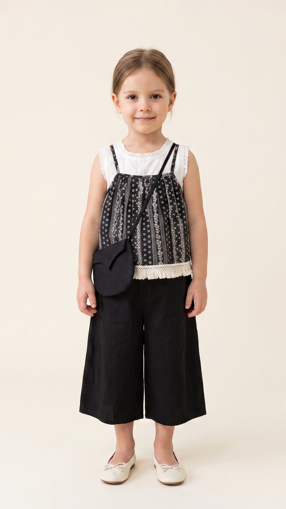 Wide-Leg Culottes & Crossbody Pouch Set