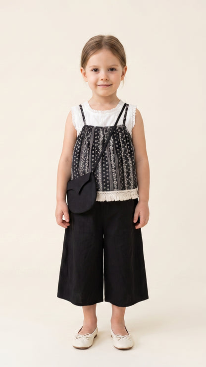 Wide-Leg Culottes & Crossbody Pouch Set