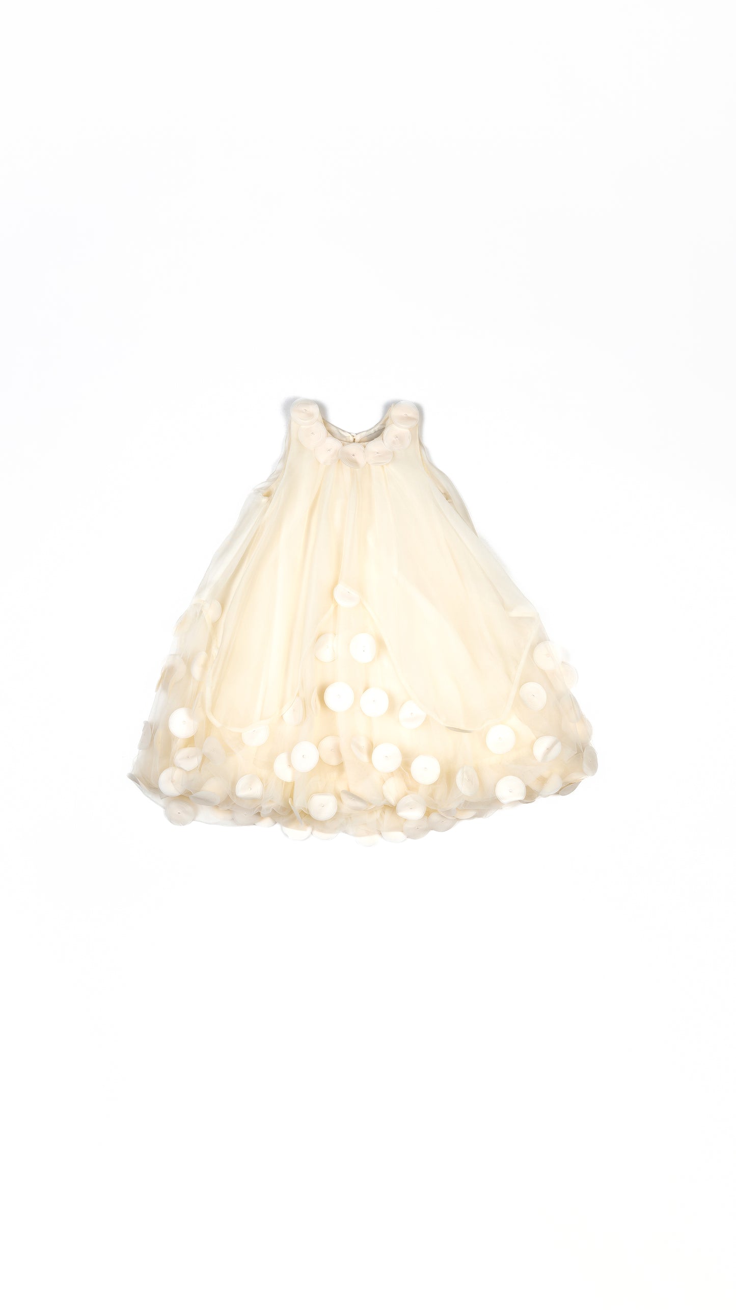 Abstract Floral Applique Midi Dress in Beige