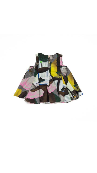 Abstract Print Godet Top