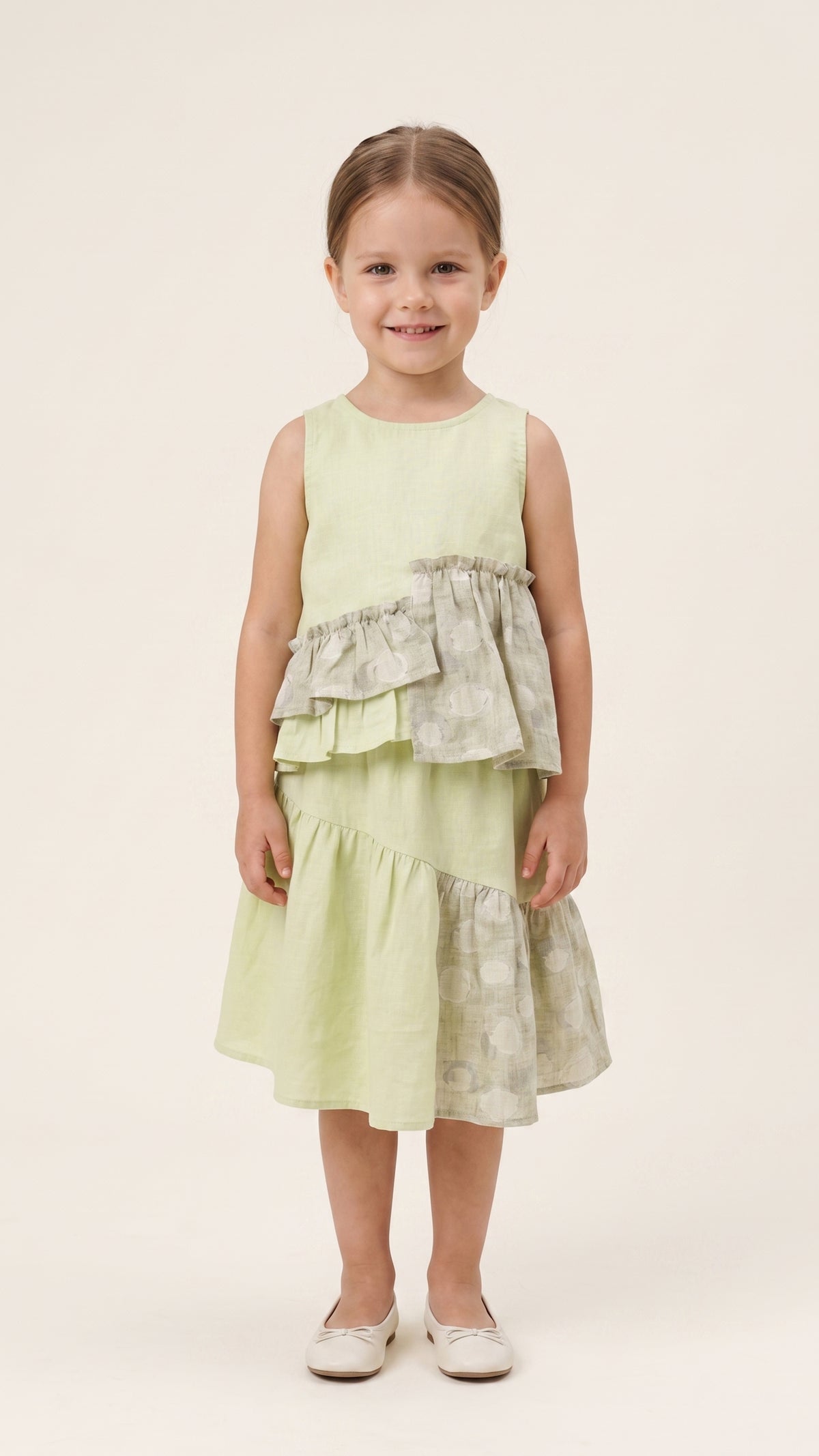 Asymmetric Paneled Ruffle Hem Top & Midi-Skirt Set