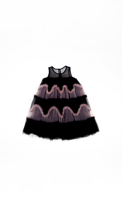 Ruffles Detail Tiered Tulle Dress