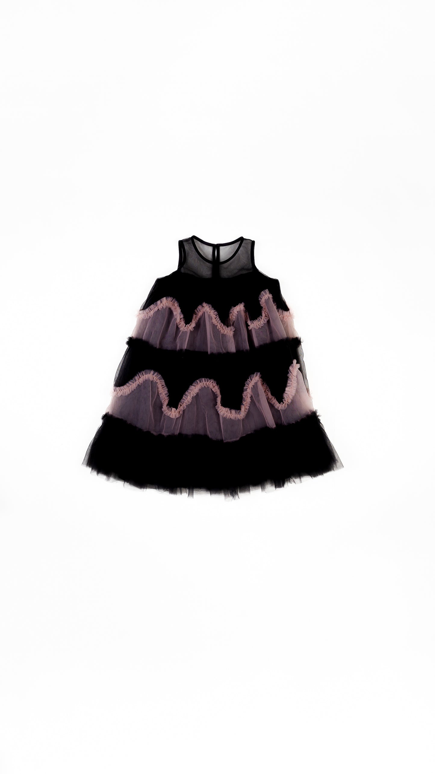 Ruffles Detail Tiered Tulle Dress