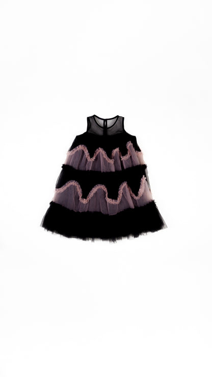 Ruffles Detail Tiered Tulle Dress
